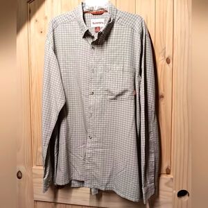 Simms Gray Casual Button Down Shirt with Checkered Pattern